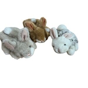 Set of life like bunny‎ rabbit hand puppet plush small